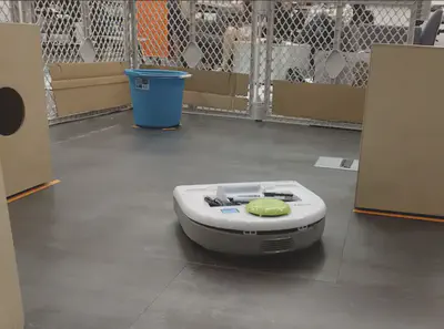 The robot navigates the maze.
